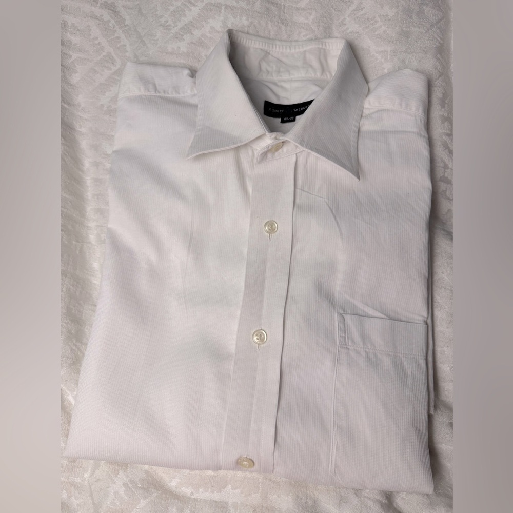 Robert Talbott white button down dress shirt 100% cotton long sleeve